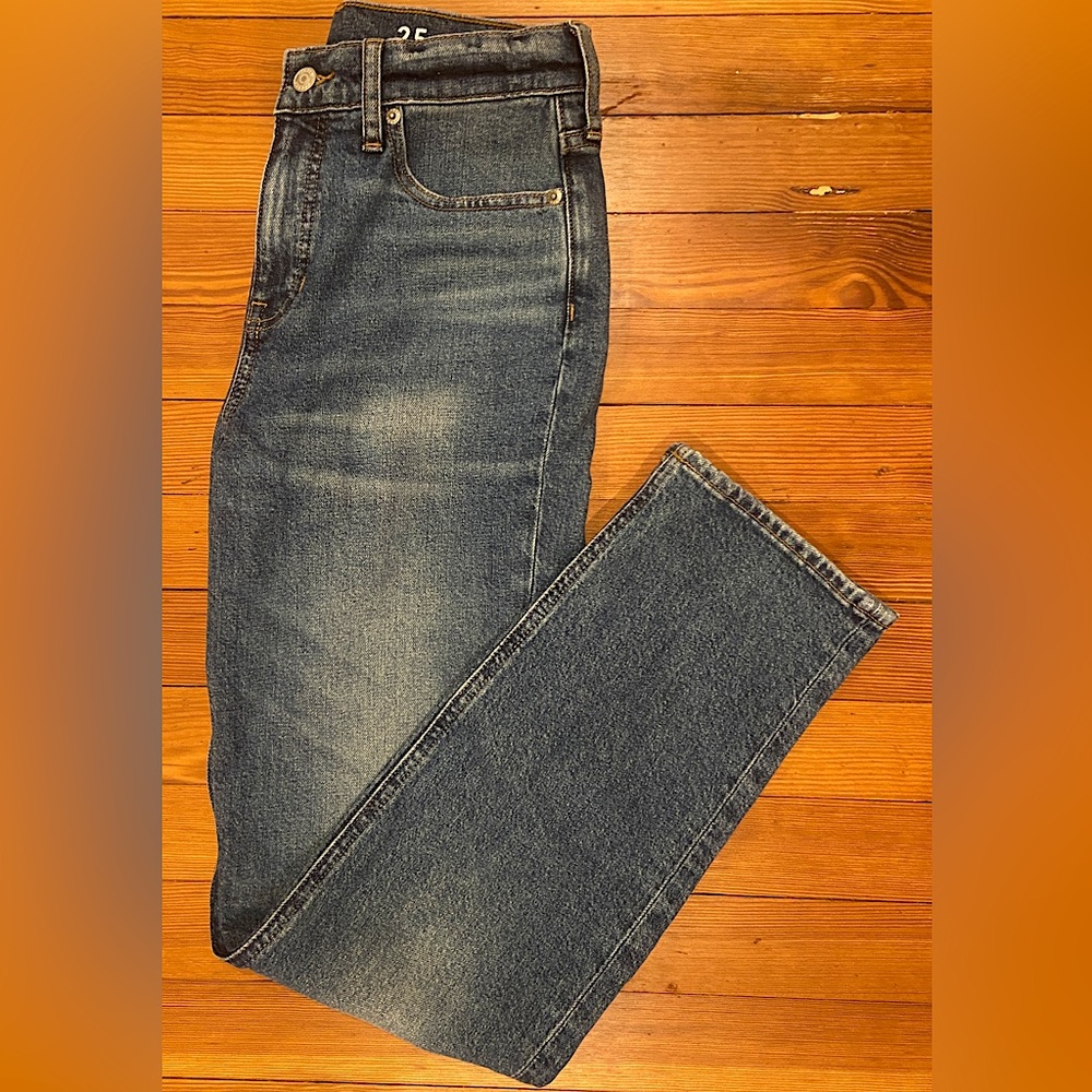 J. Crew jeans. Full length, classic straight, a little stretch.